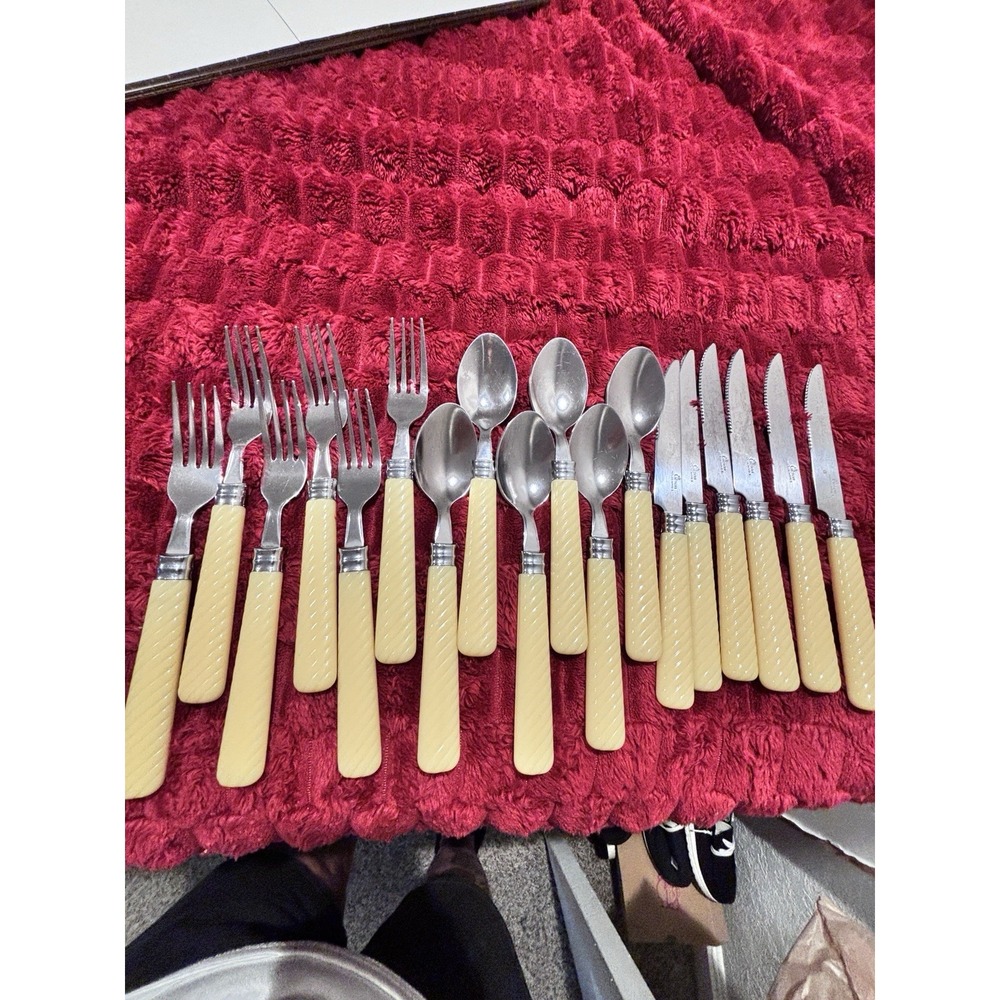 Gibson Stainless Steel Set of 6 Braid Cream Design Excellent Condition